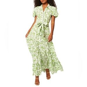 Misa Los Angeles Green Floral Midi Dress